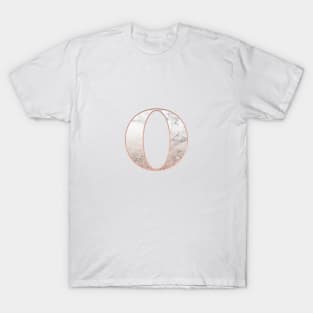 Monogram rose gold glitter marble O T-Shirt